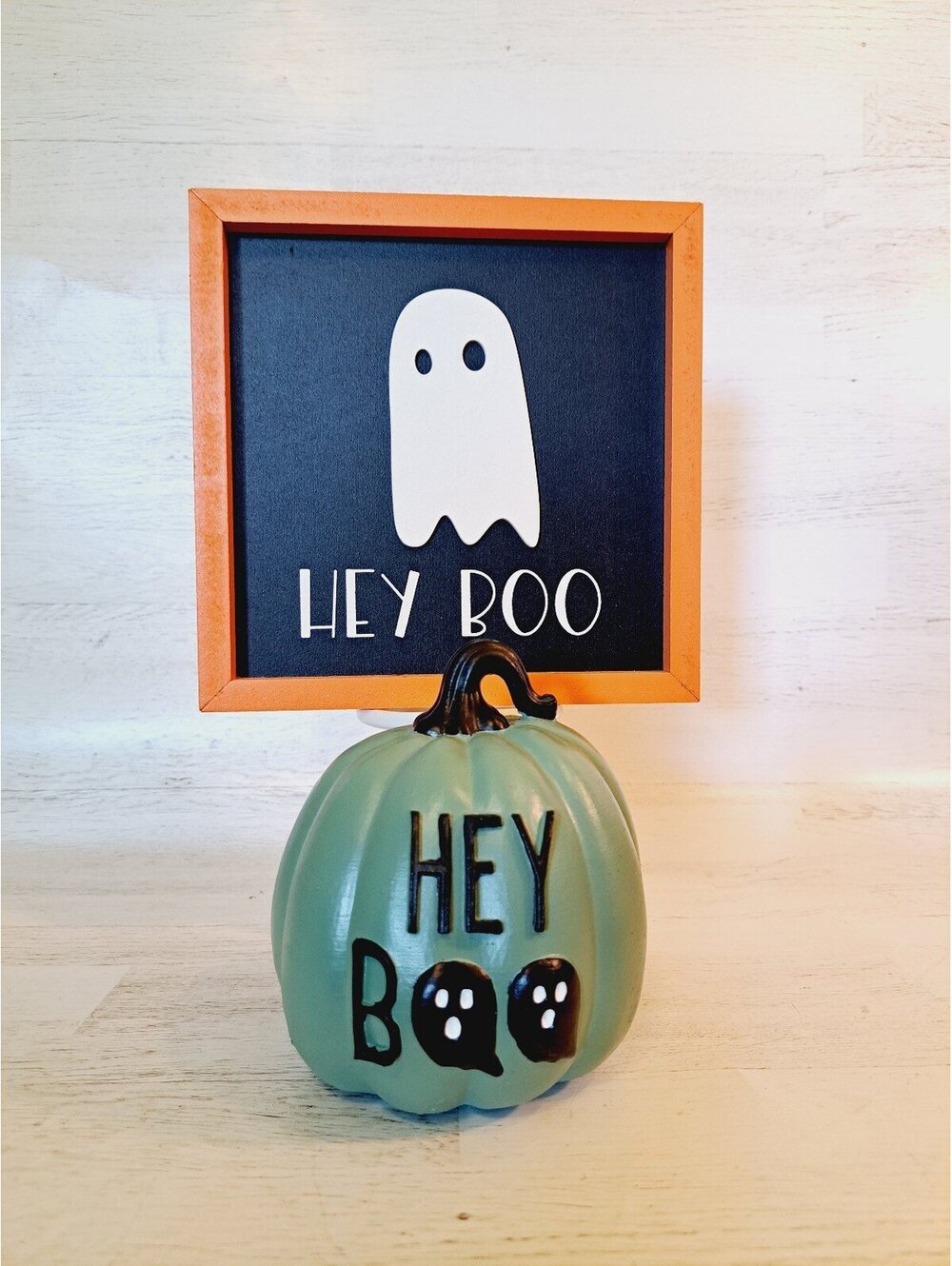 Hey BOO Pumpkin Halloween Ghost Whimsical Minimalist Boo Basket Rustic Farmhouse - Picture 6 of 6